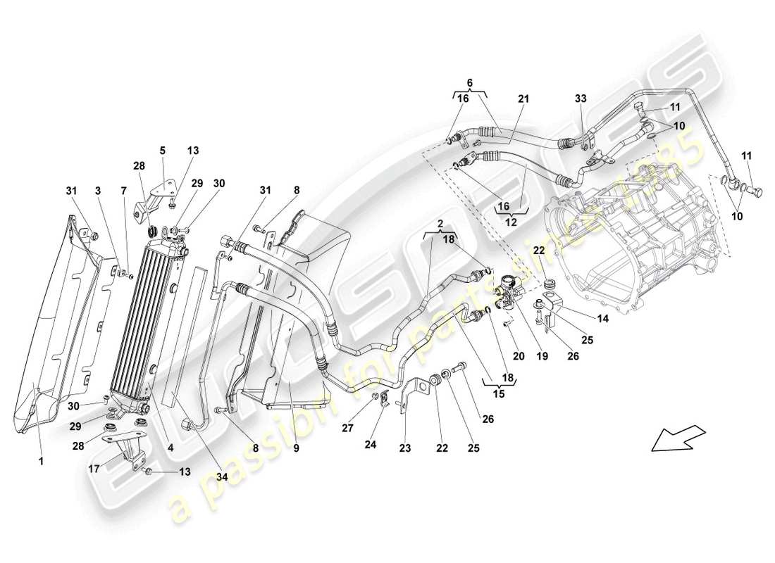 lamborghini lp550-2 spyder (2013) oil cooler parts diagram