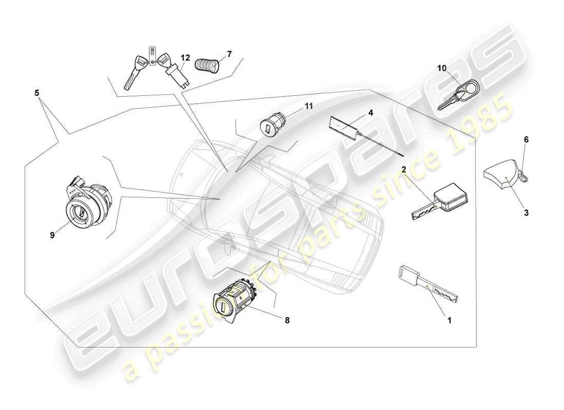 lamborghini lp550-2 coupe (2013) lock cylinders parts diagram