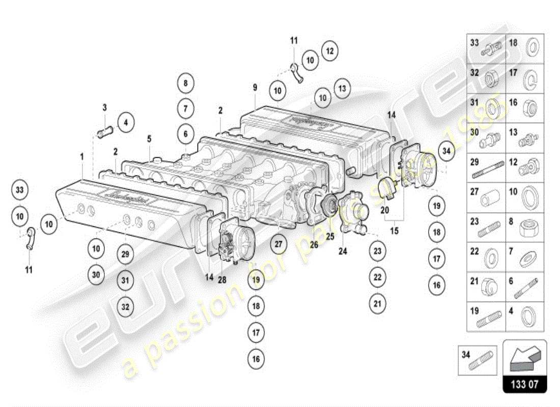 lamborghini diablo vt (1995) intake manifold parts diagram