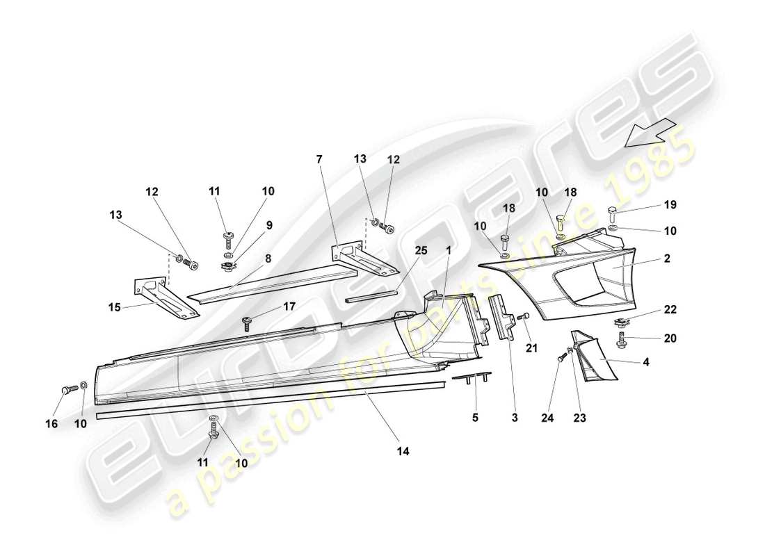 lamborghini lp640 roadster (2010) side member left part diagram