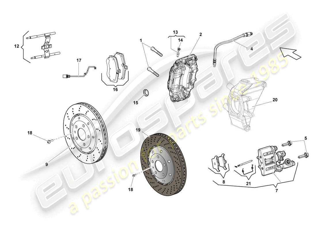 lamborghini lp550-2 spyder (2014) disc brake rear part diagram