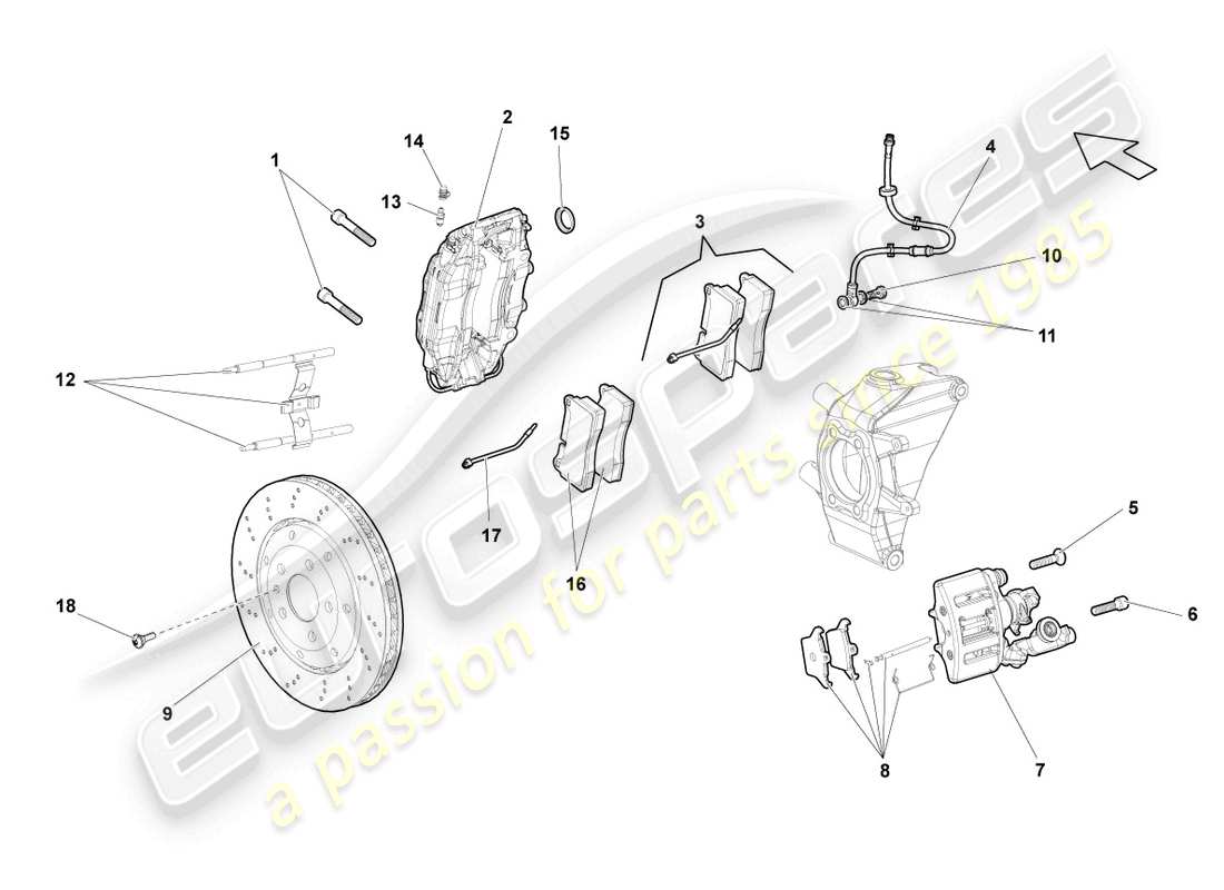 lamborghini gallardo coupe (2007) disc brake rear part diagram