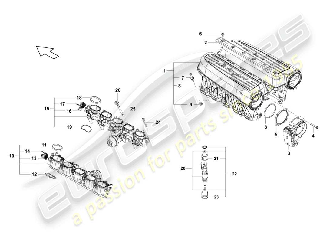 lamborghini lp570-4 spyder performante (2011) intake manifold part diagram