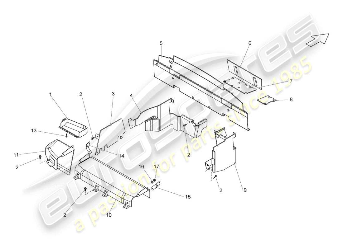 lamborghini gallardo coupe (2007) cross panel with scuttle part diagram