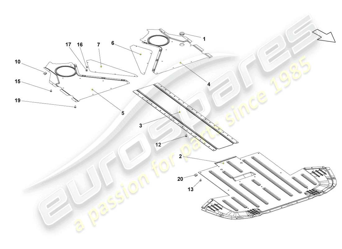 lamborghini gallardo coupe (2006) underbody trim part diagram
