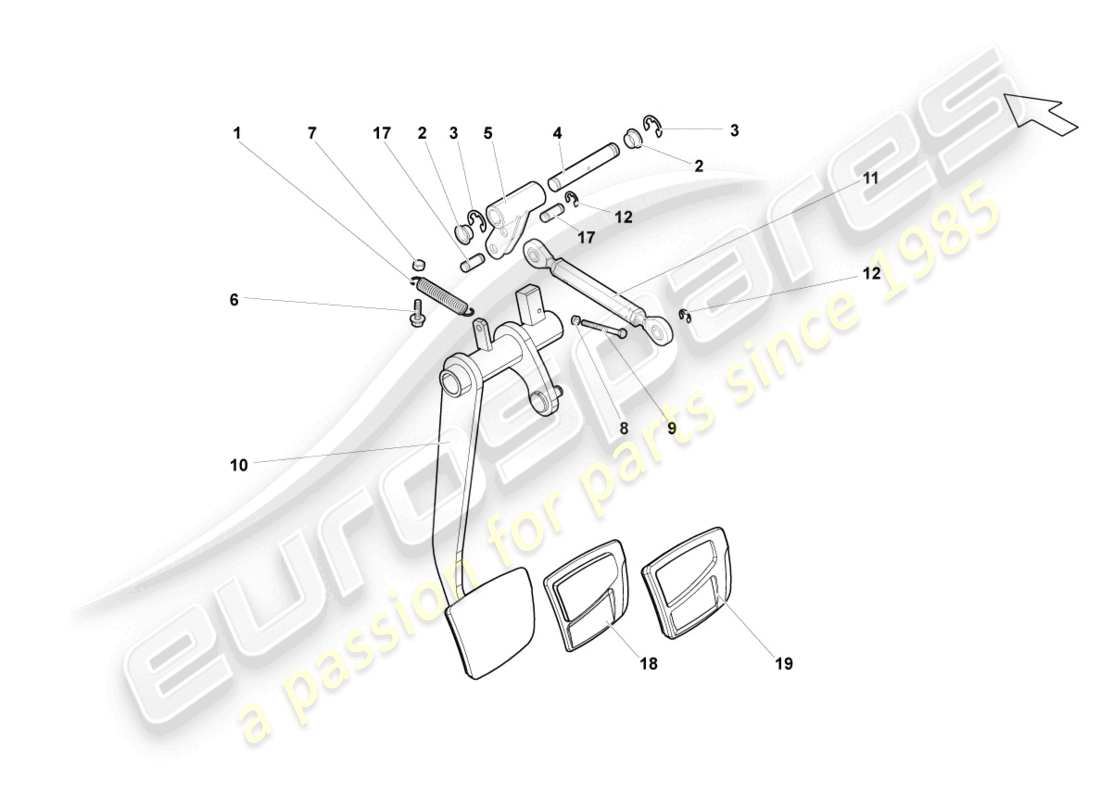 lamborghini gallardo coupe (2007) brake pedal part diagram