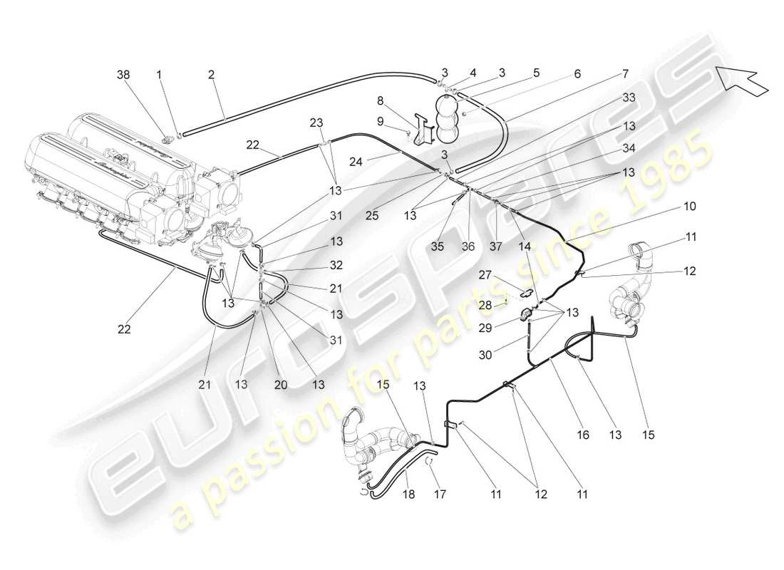 lamborghini gallardo coupe (2007) vacuum reservoir part diagram