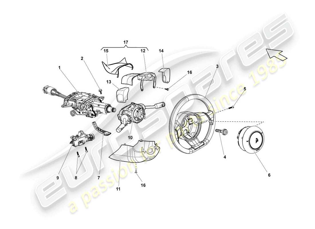 lamborghini gallardo spyder (2008) steering wheel part diagram