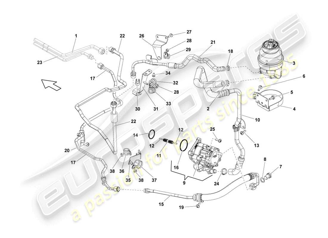 lamborghini lp560-4 spider (2013) hydraulic system for steering system part diagram