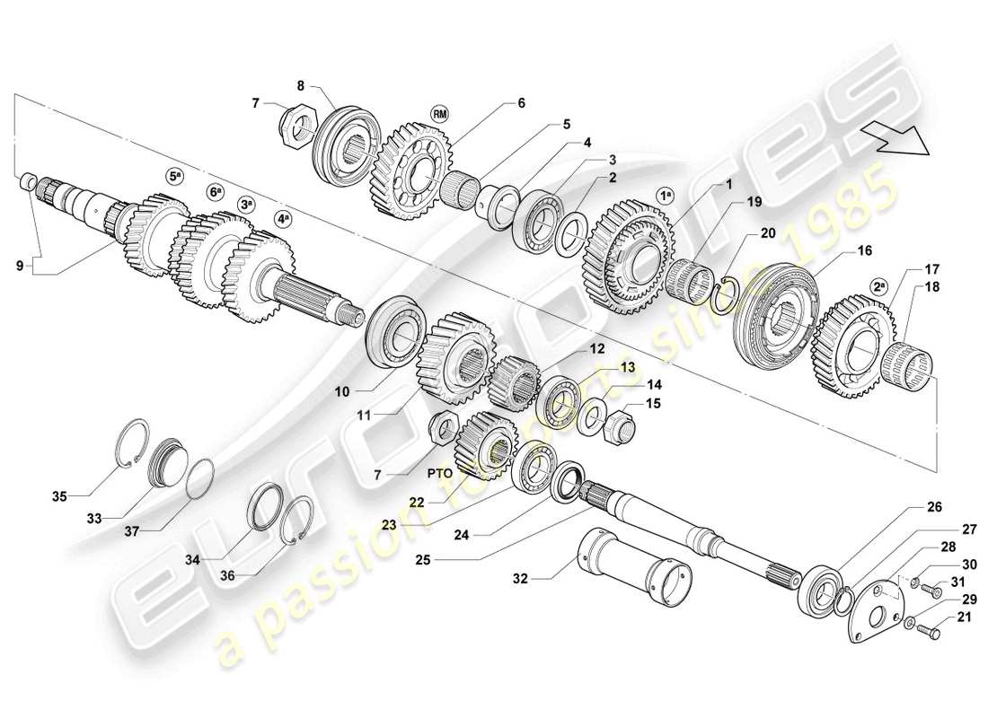 lamborghini lp570-4 spyder performante (2012) output shaft part diagram