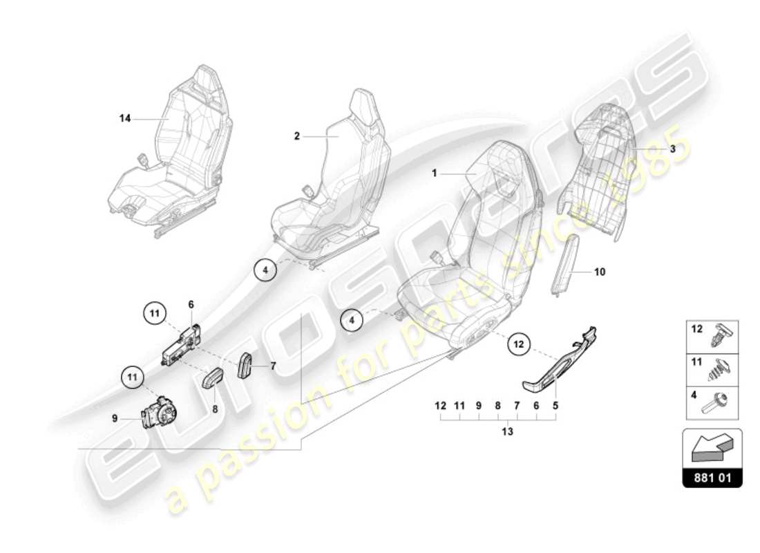 lamborghini 2023 (tecnica) seat parts diagram