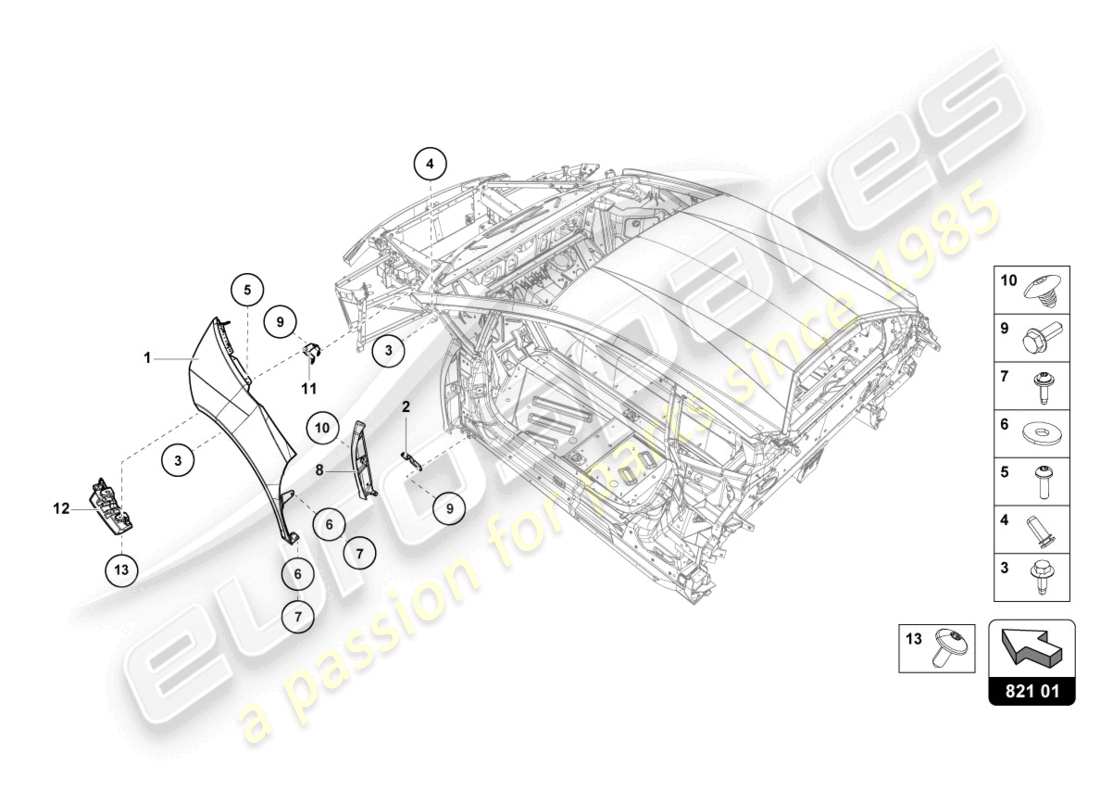 lamborghini 2023 (tecnica) wing protector front parts diagram