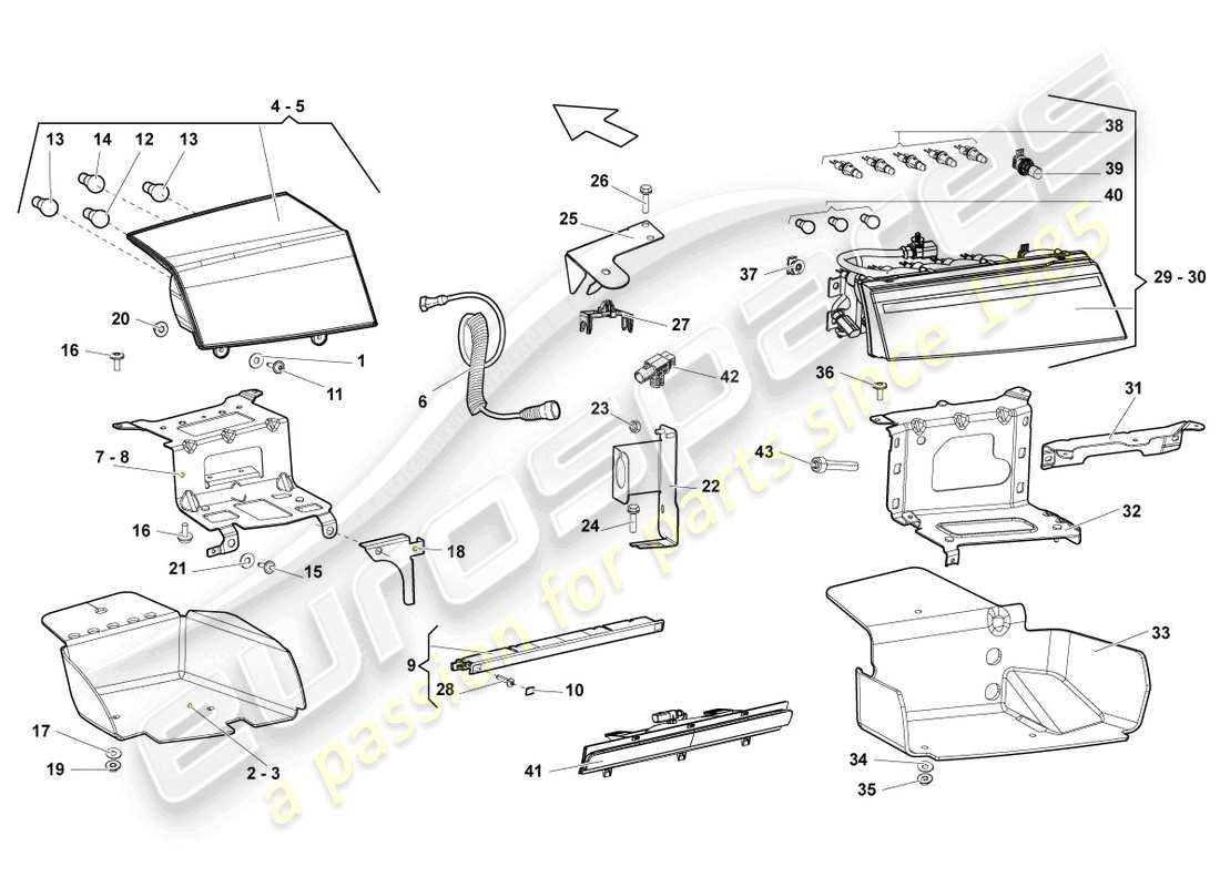 lamborghini gallardo coupe (2007) tail light part diagram