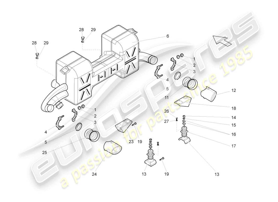 lamborghini gallardo coupe (2007) rear silencer part diagram