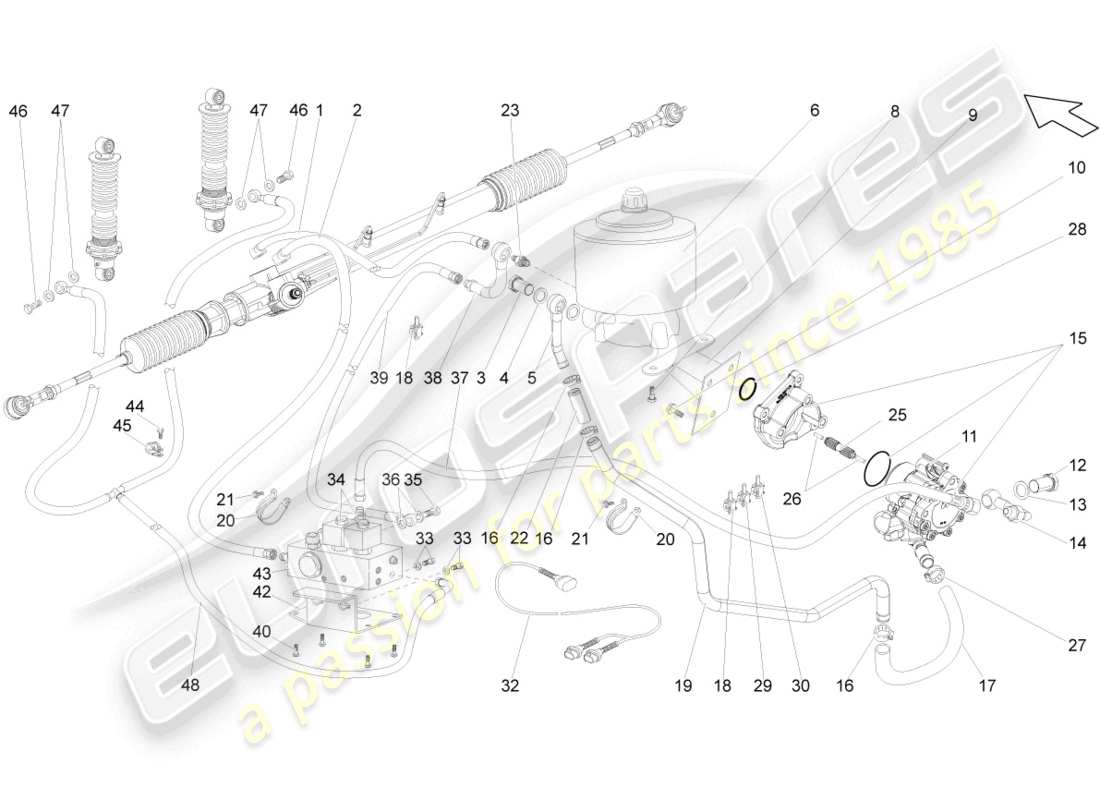lamborghini gallardo coupe (2007) steering gear part diagram