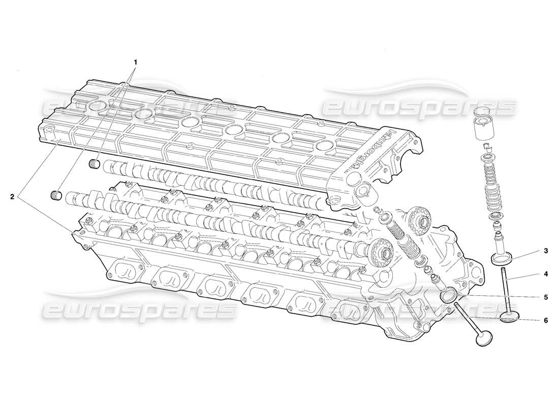 lamborghini diablo se30 (1995) right cylinder head (valid for switzerland - january 1995) parts diagram