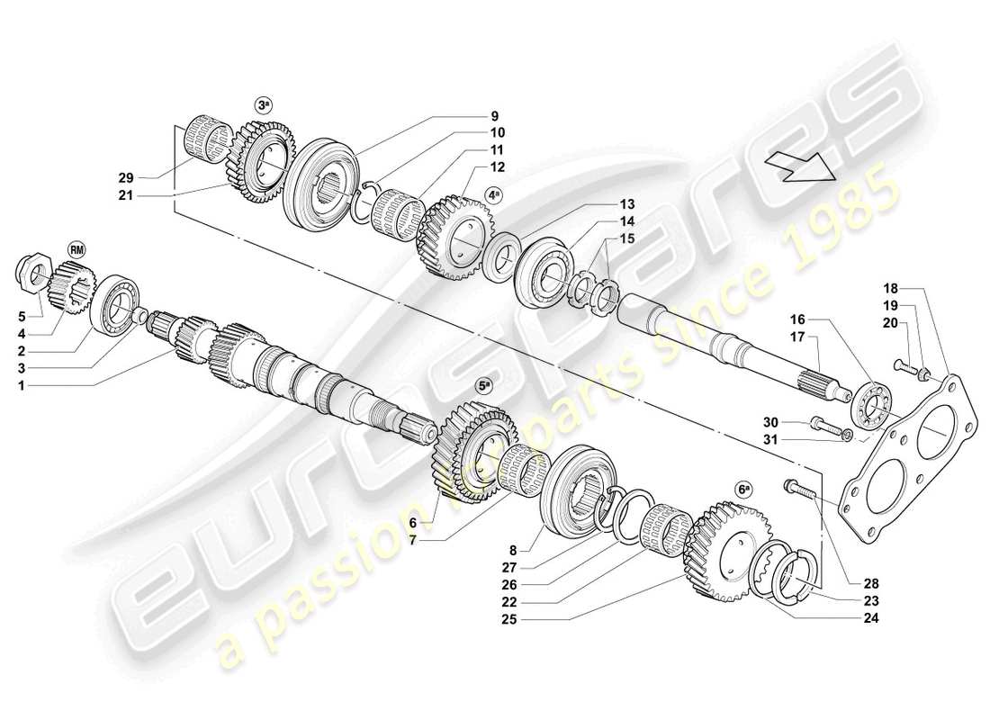 lamborghini lp560-4 coupe (2010) input shaft part diagram