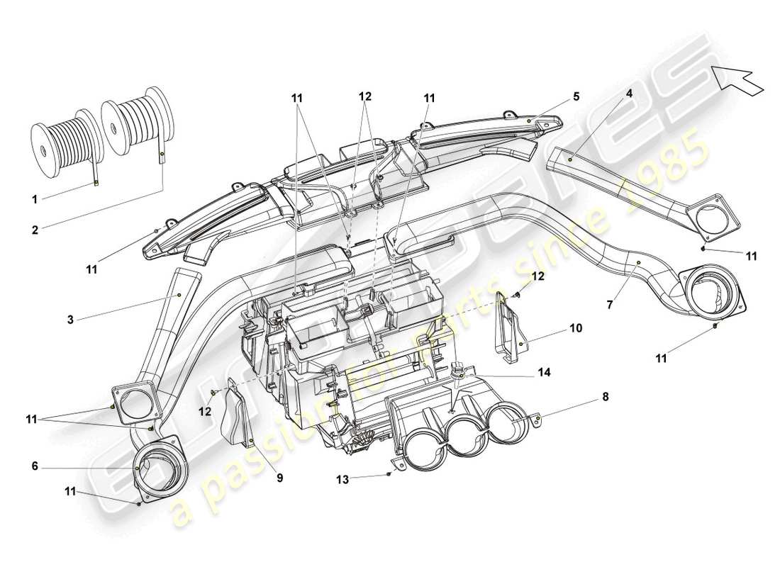 lamborghini blancpain sts (2013) heating and ventilation system parts diagram