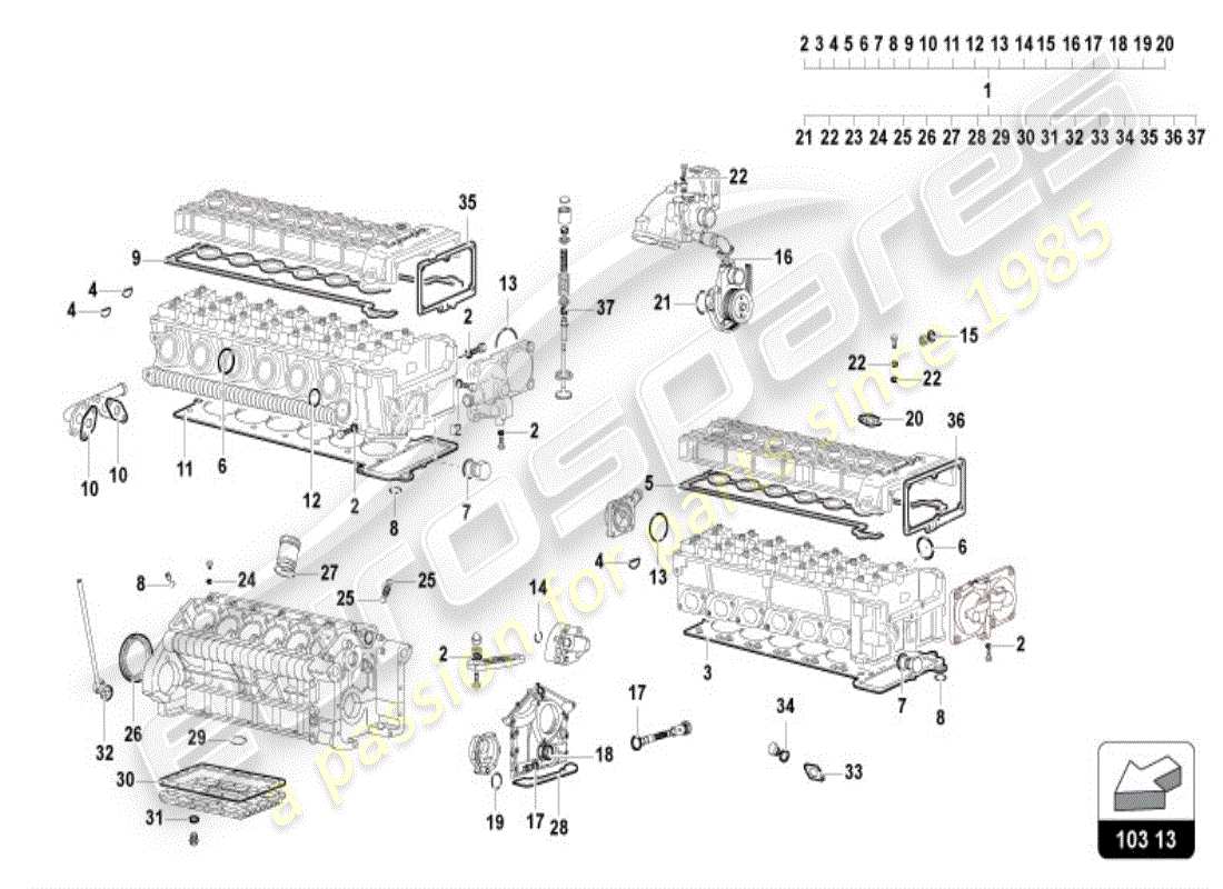 lamborghini diablo vt (1999) engine gasket kit parts diagram