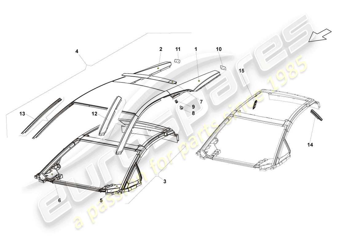 lamborghini lp560-4 coupe (2010) roof part diagram