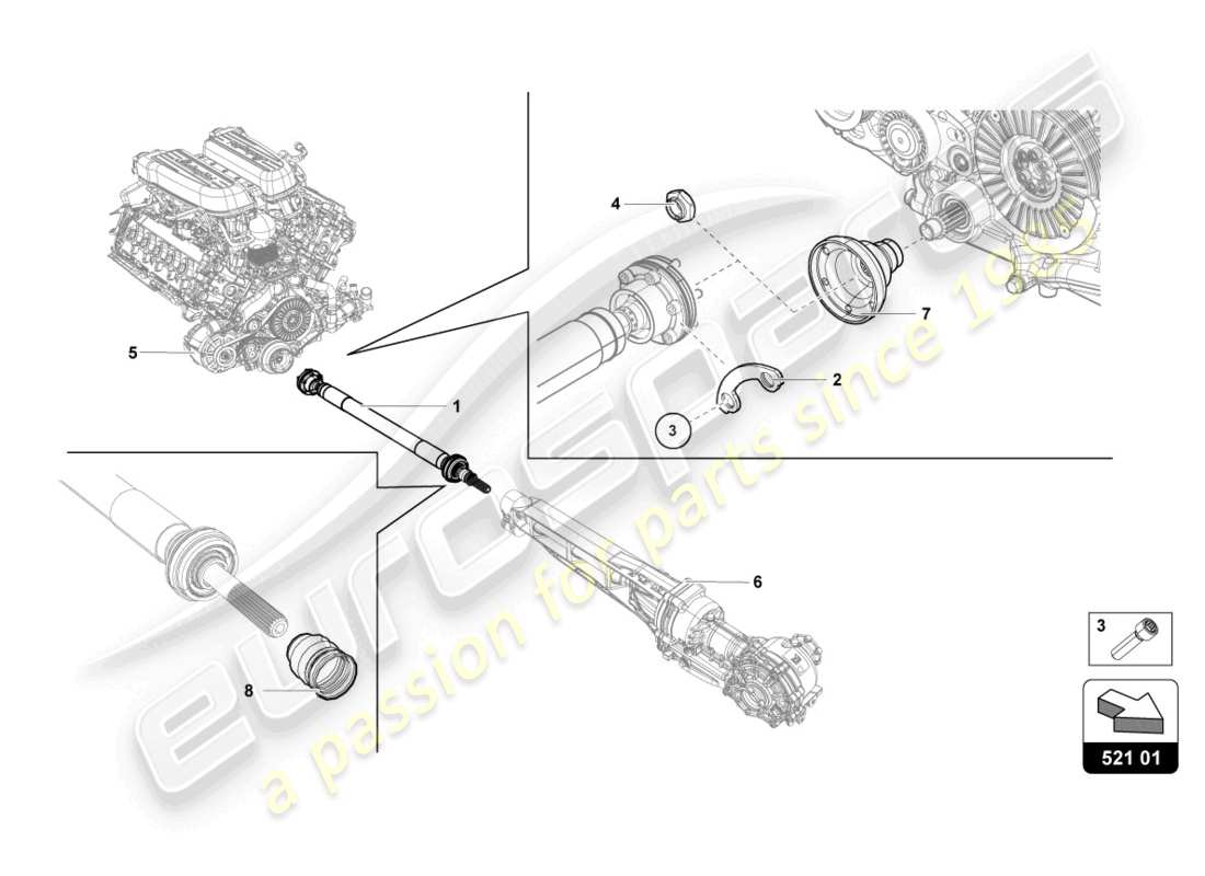 lamborghini 2023 (evo coupe) drive shaft part diagram