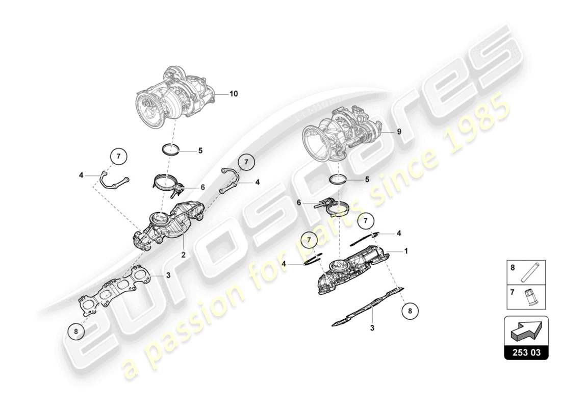 lamborghini urus (2019) exhaust manifolds parts diagram