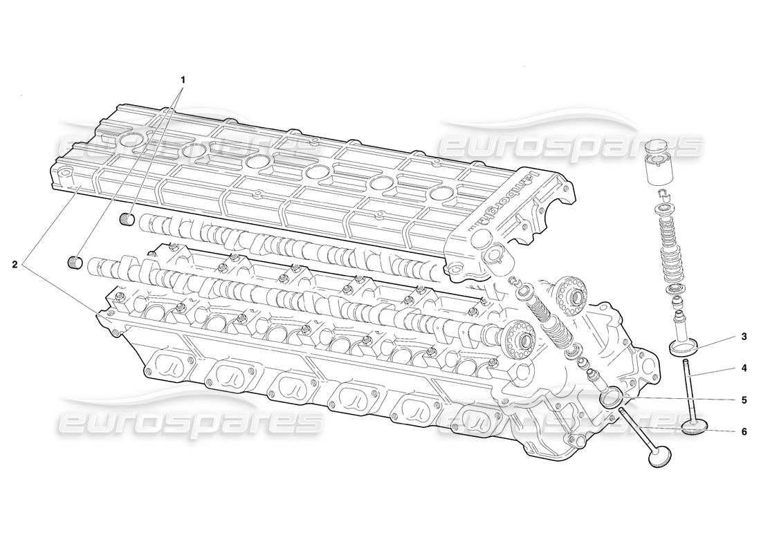 lamborghini diablo se30 (1995) right cylinder head (valid for canada - january 1995) parts diagram