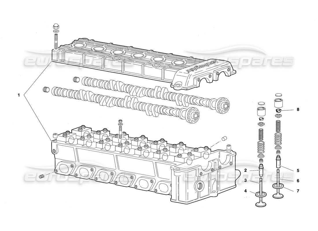 lamborghini diablo sv (1997) right cylinder head (valid for canada - march 1997) part diagram