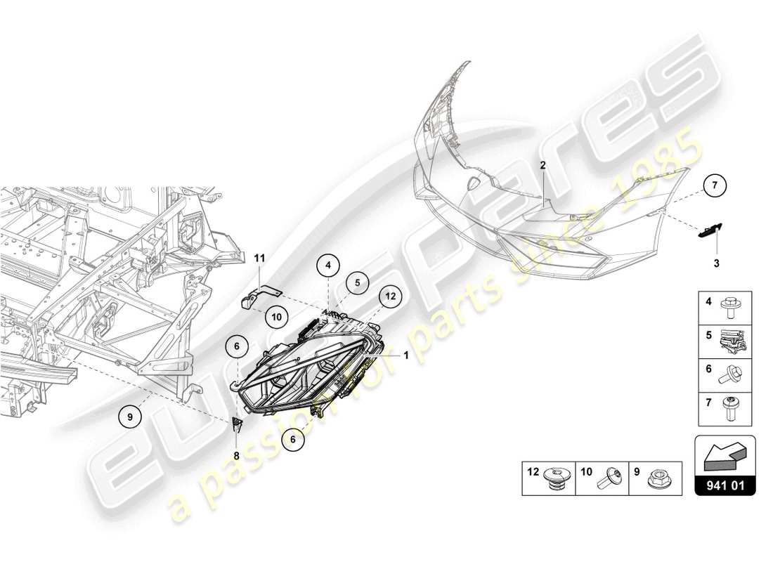 lamborghini 2023 (tecnica) led headlight front parts diagram