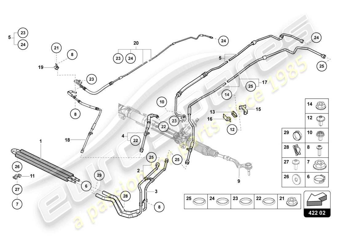 lamborghini countach lpi 800-4 (2022) power steering parts diagram