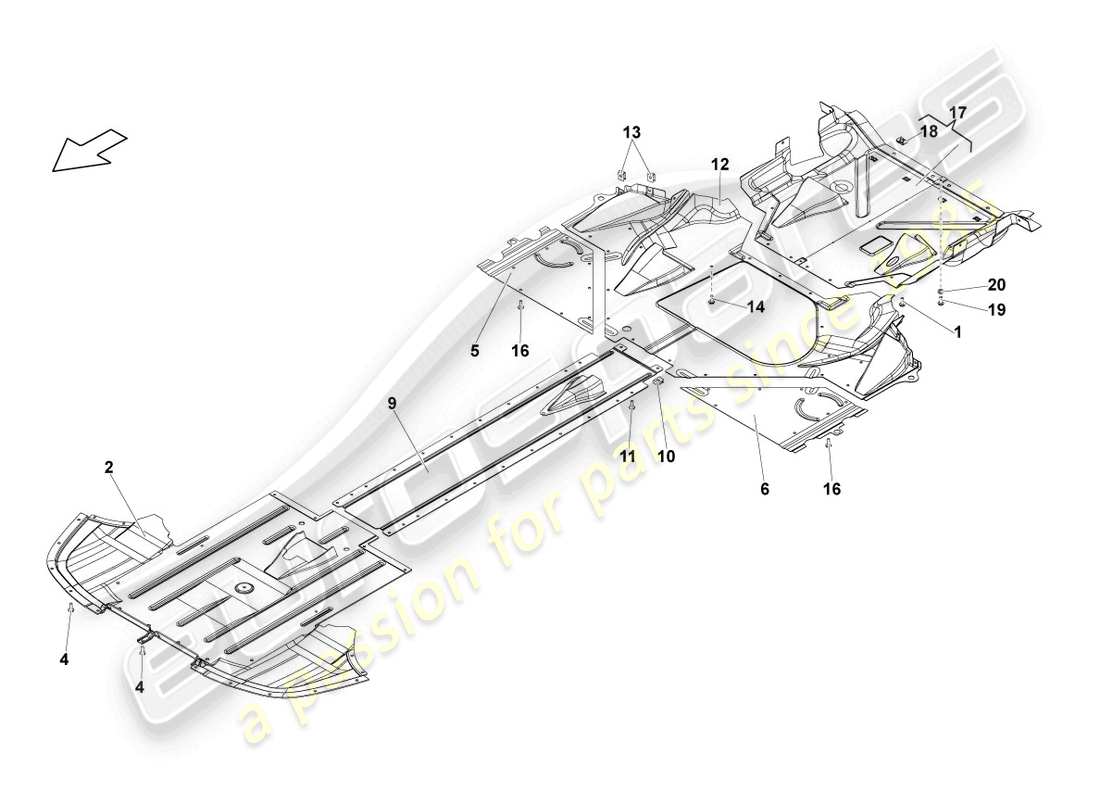 lamborghini lp560-4 coupe (2010) underbody trim part diagram