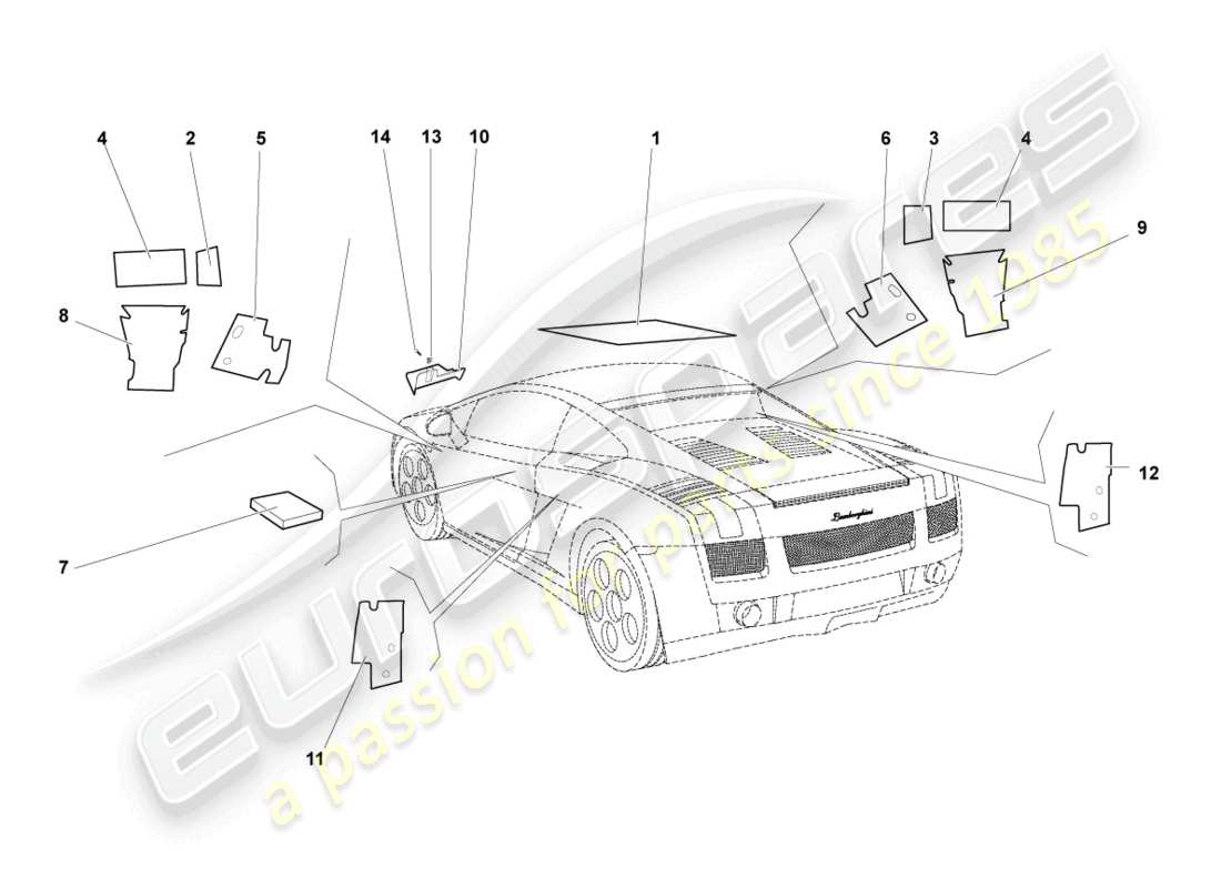 lamborghini lp560-4 coupe (2010) sound absorbers part diagram