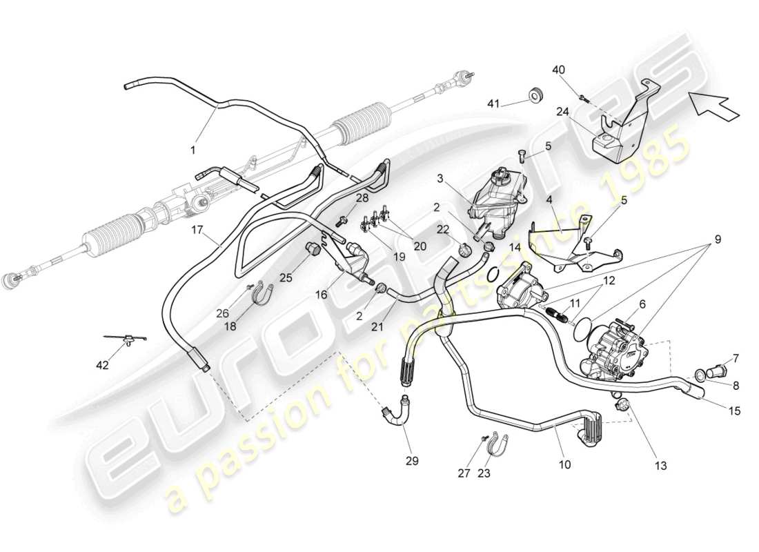 lamborghini gallardo spyder (2008) steering gear part diagram