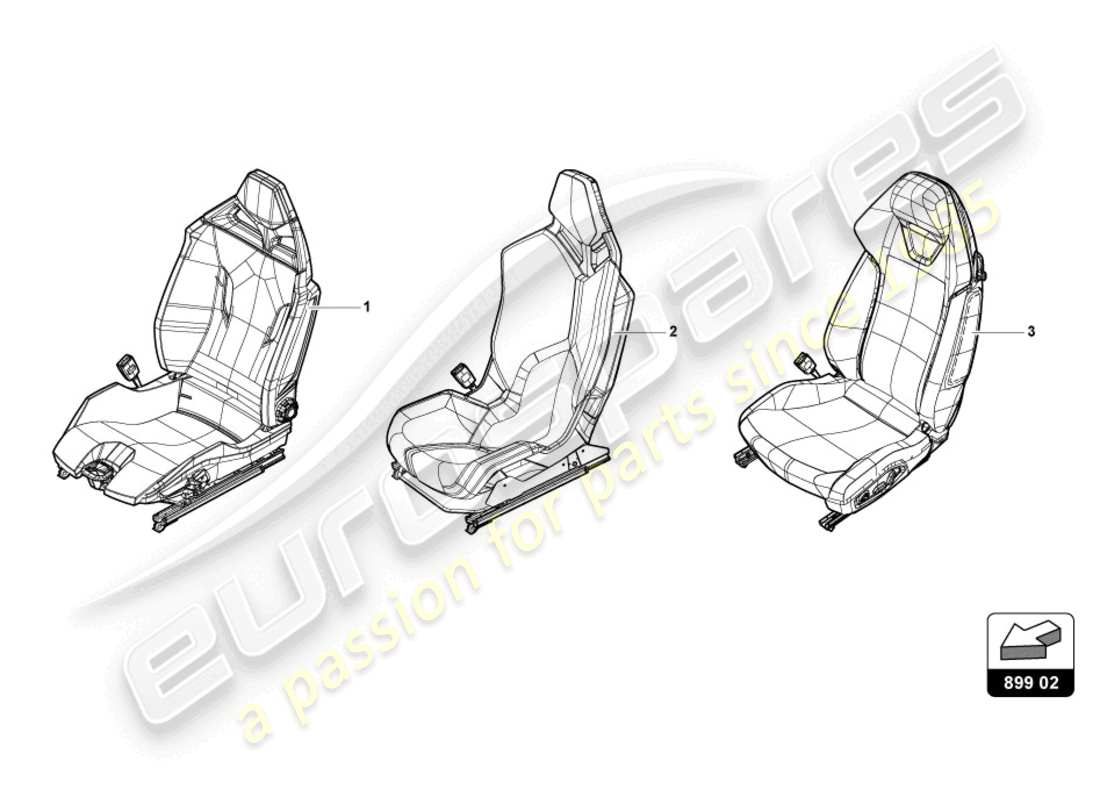 lamborghini 2023 (tecnica) seat, complete parts diagram