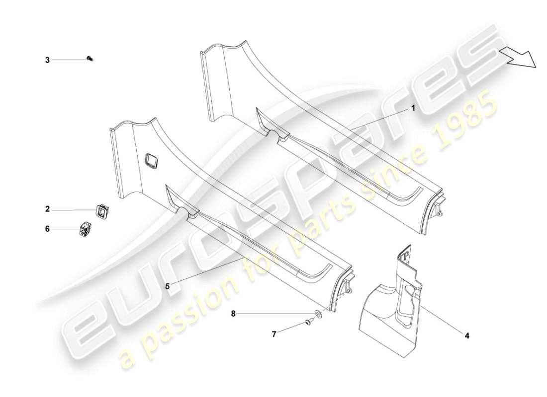 lamborghini lp560-4 coupe (2010) sill trim strip part diagram