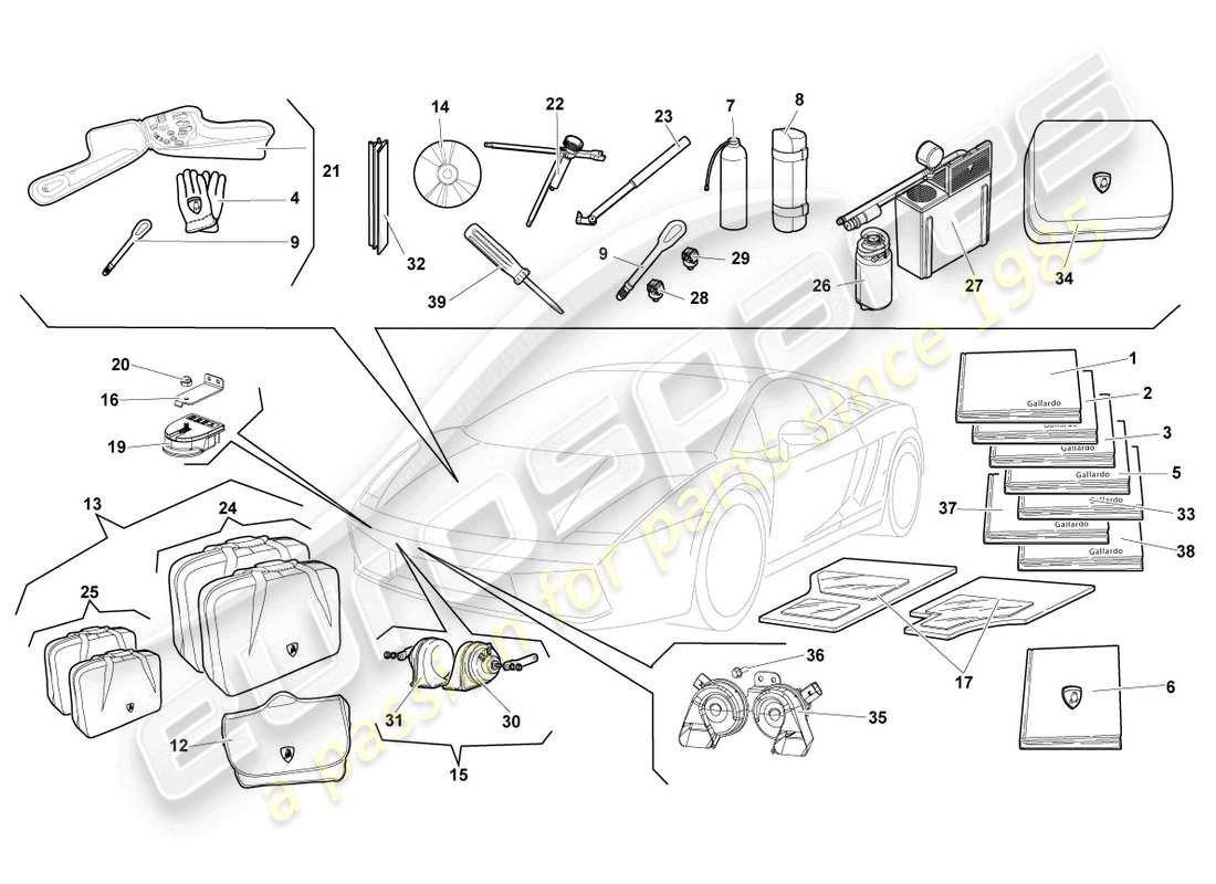lamborghini lp560-4 coupe (2011) vehicle tools parts diagram
