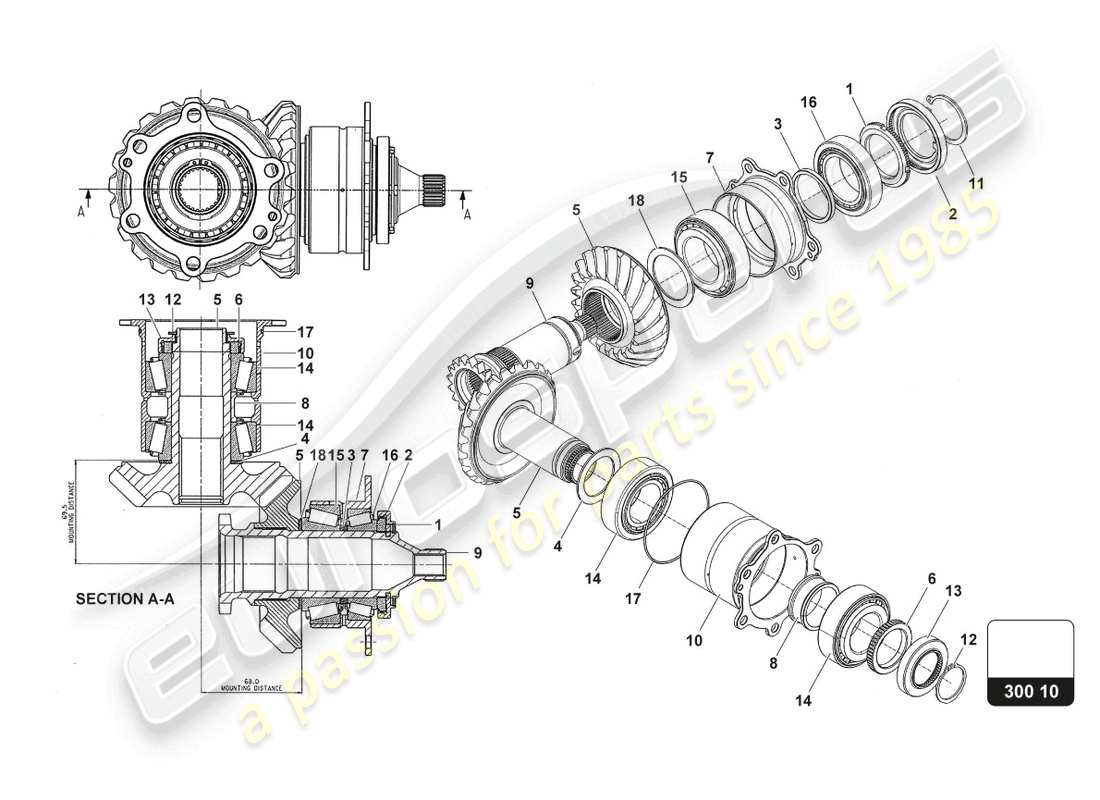 lamborghini 2022 (super trofeo evo 2) crownwheel & pinion assembly part diagram