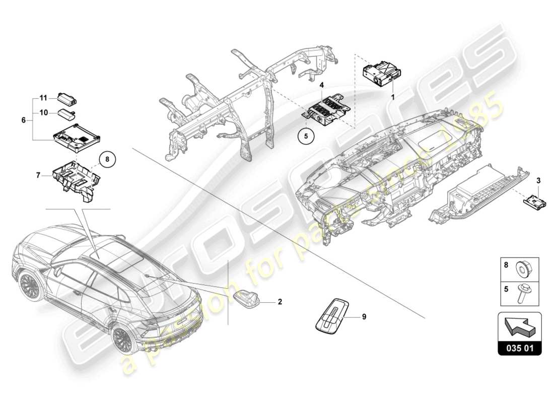 lamborghini urus (2021) control unit for infor- mation electronics parts diagram