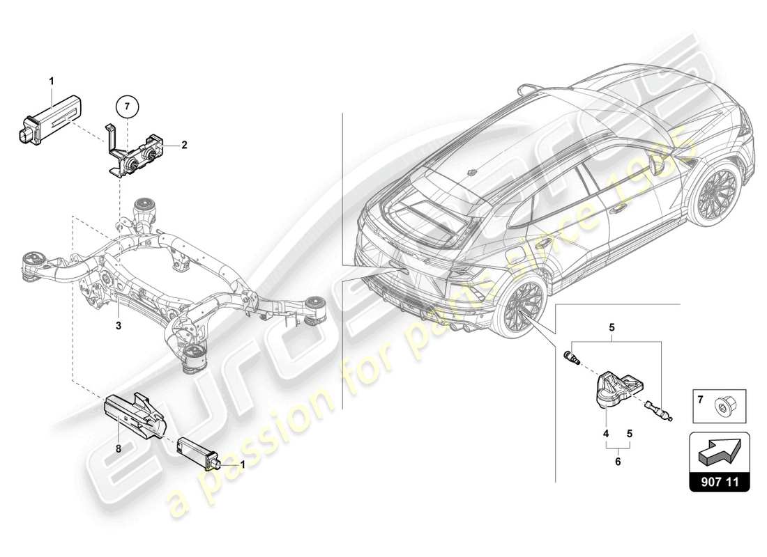 a part diagram from the Lamborghini Urus Performante (2024) parts catalogue