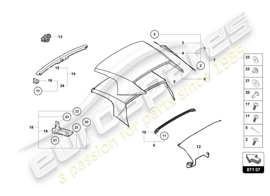 a part diagram from the lamborghini evo spyder (2022) parts catalogue