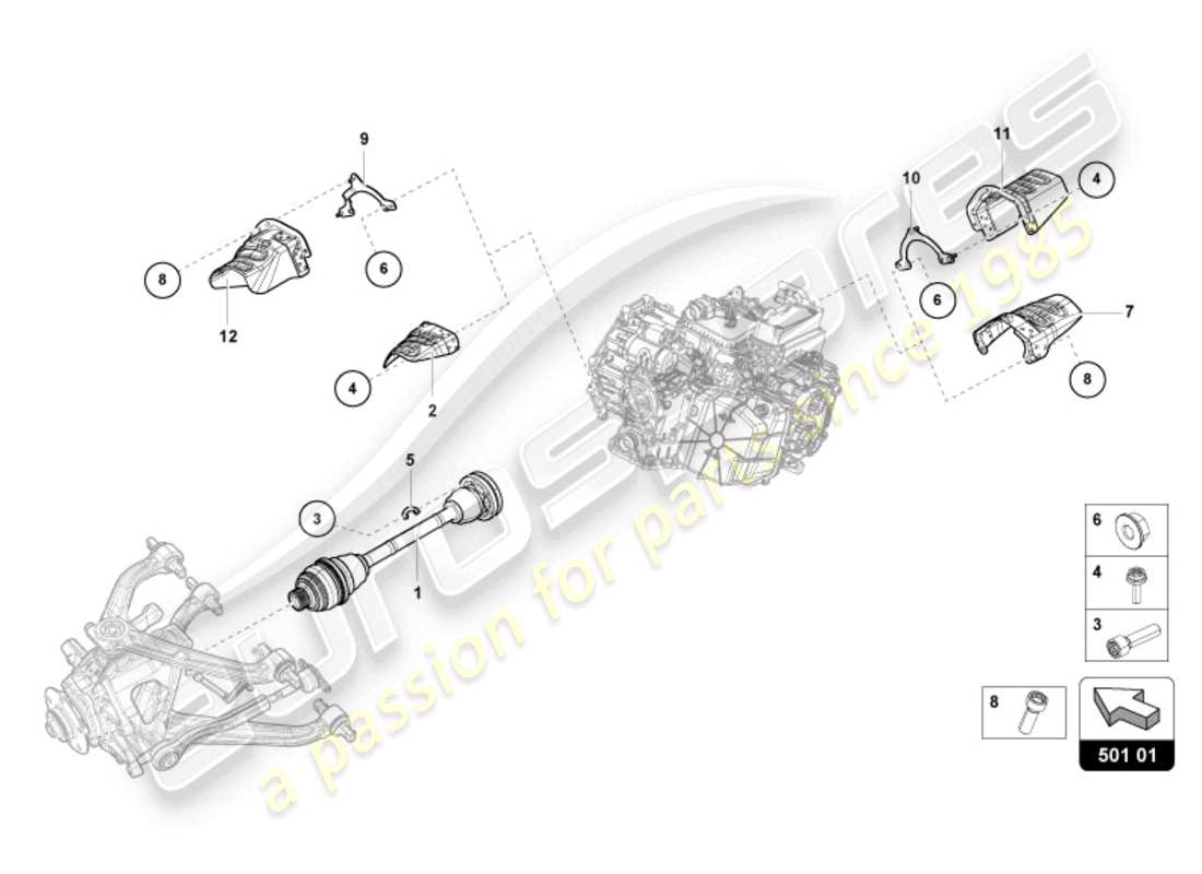 lamborghini 2024 (tecnica) axle shaft rear part diagram