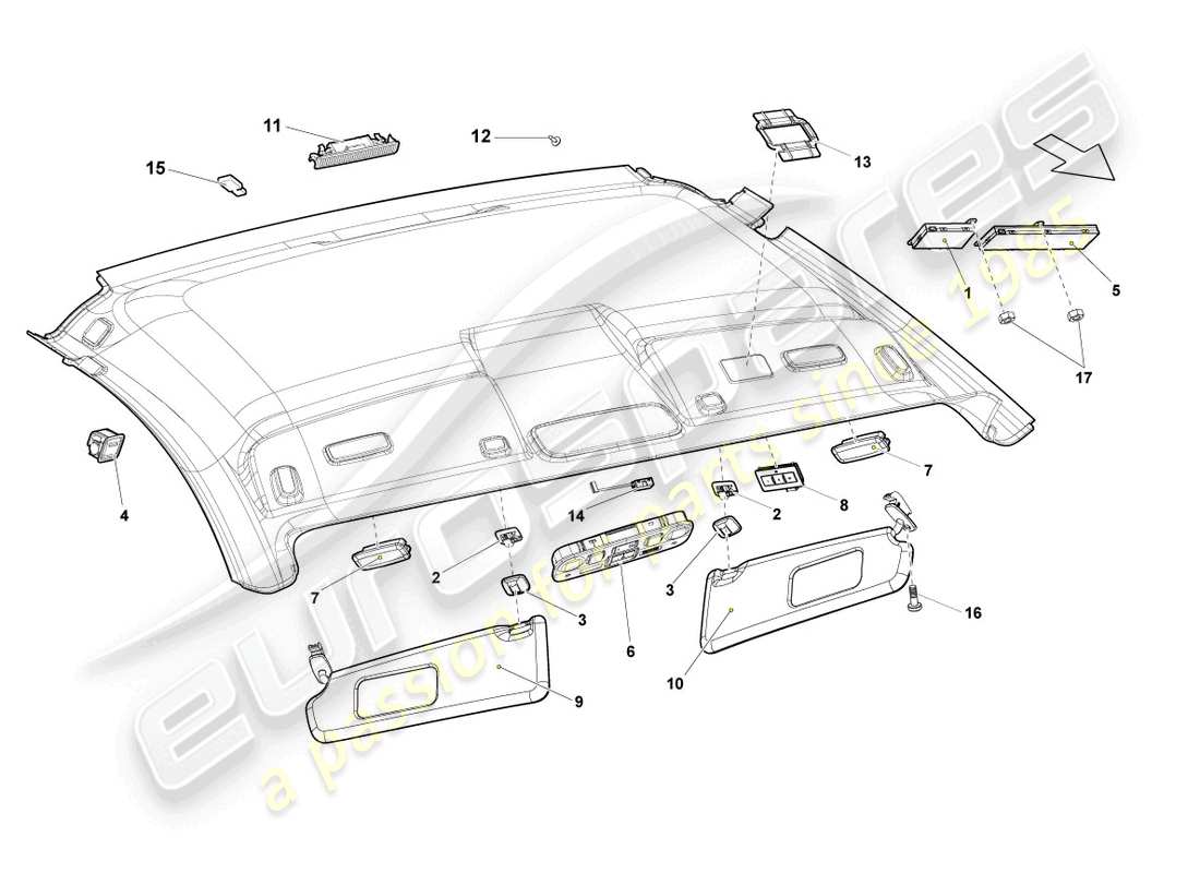 a part diagram from the lamborghini lp550-2 coupe (2010) parts catalogue
