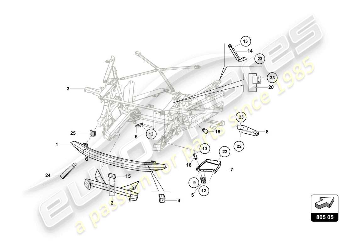a part diagram from the lamborghini super trofeo evo (2018) parts catalogue
