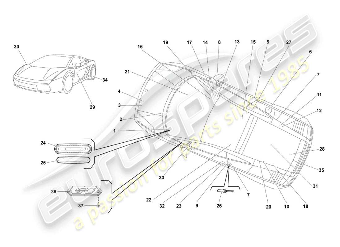 a part diagram from the lamborghini lp550-2 coupe (2013) parts catalogue