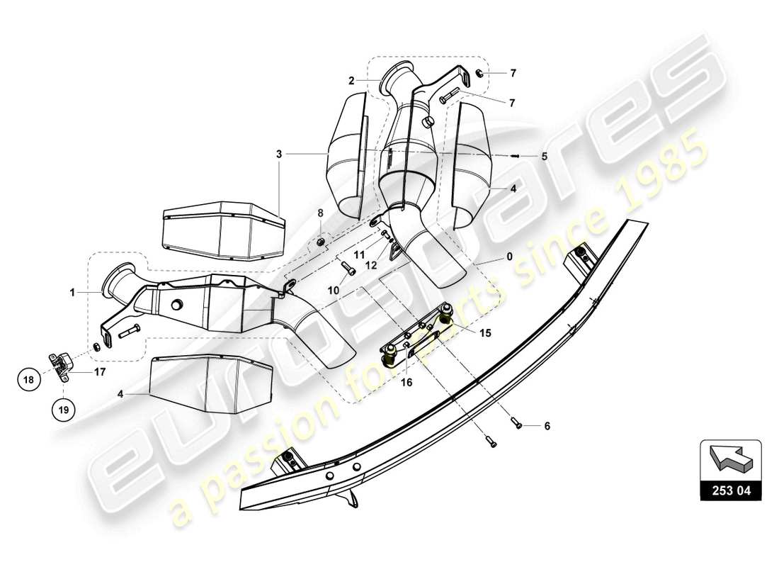 a part diagram from the lamborghini super trofeo evo (2018) parts catalogue