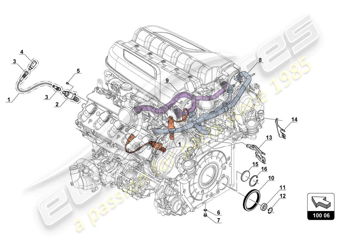 a part diagram from the lamborghini 2018 (gt3 evo) parts catalogue
