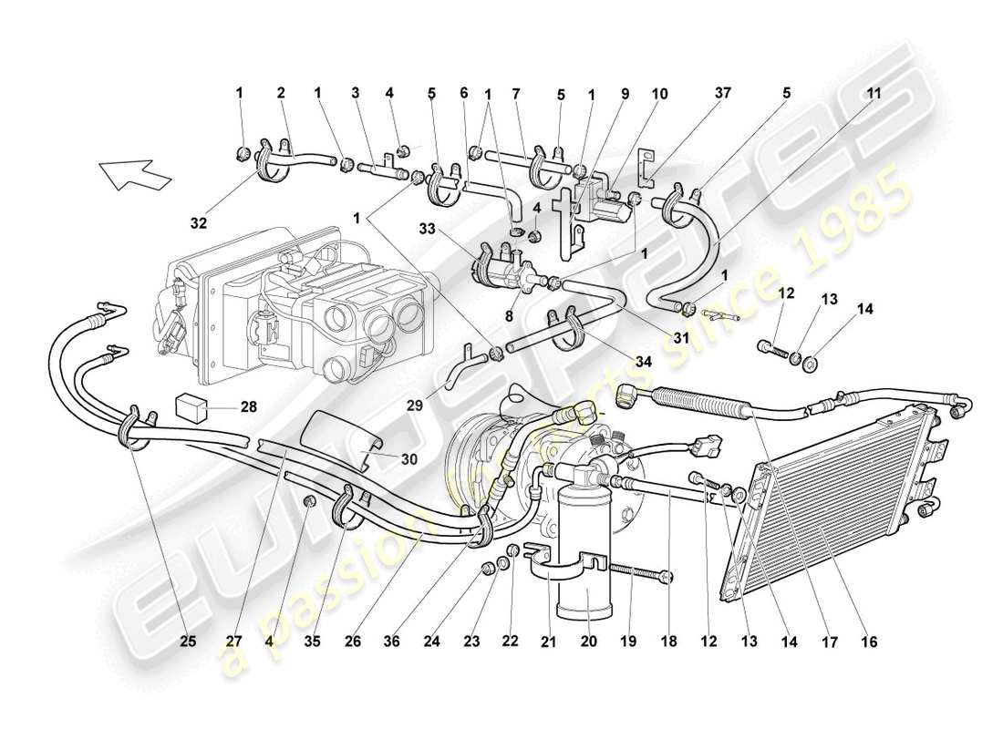 a part diagram from the lamborghini lp640 coupe (2008) parts catalogue
