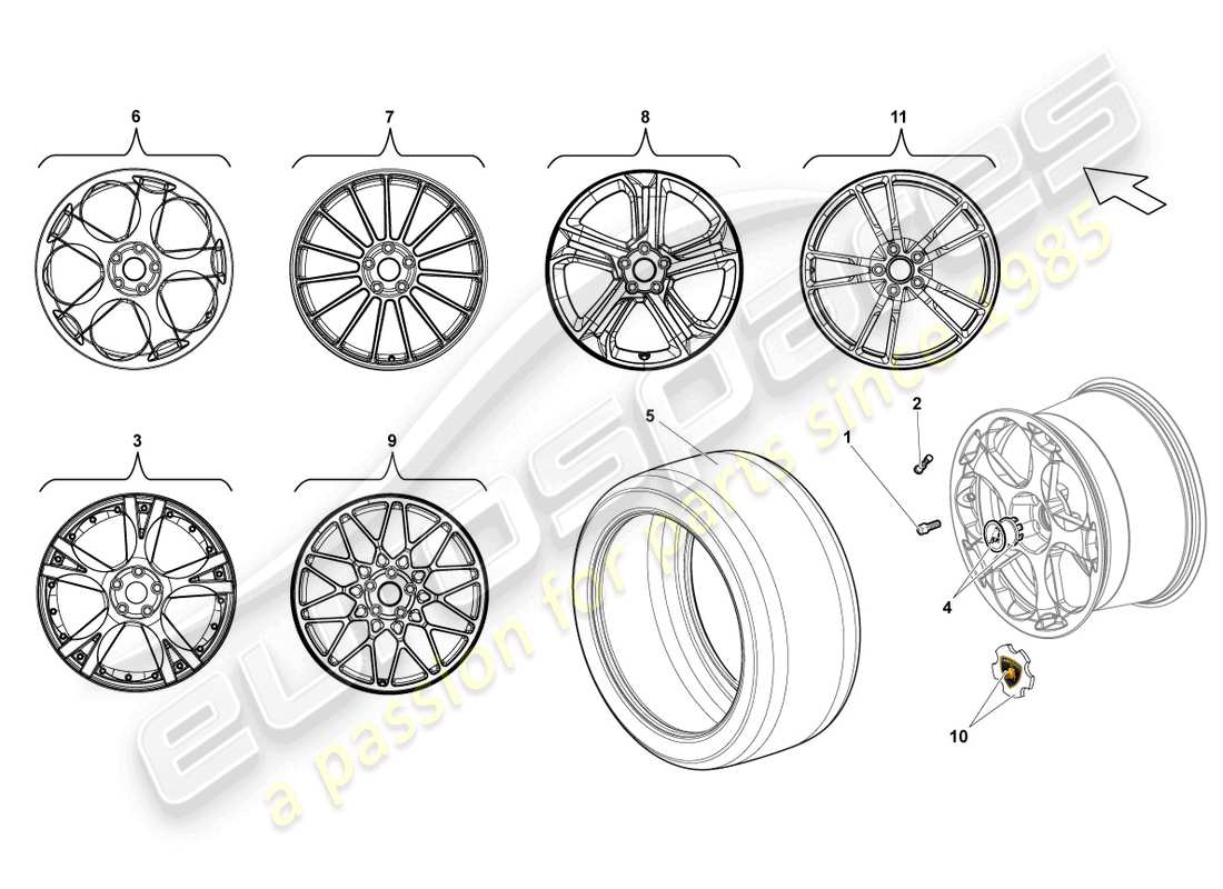 a part diagram from the lamborghini lp550-2 spyder (2011) parts catalogue