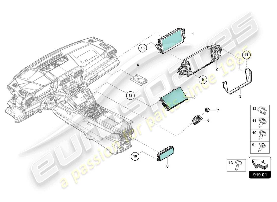 a part diagram from the lamborghini urus (2022) parts catalogue