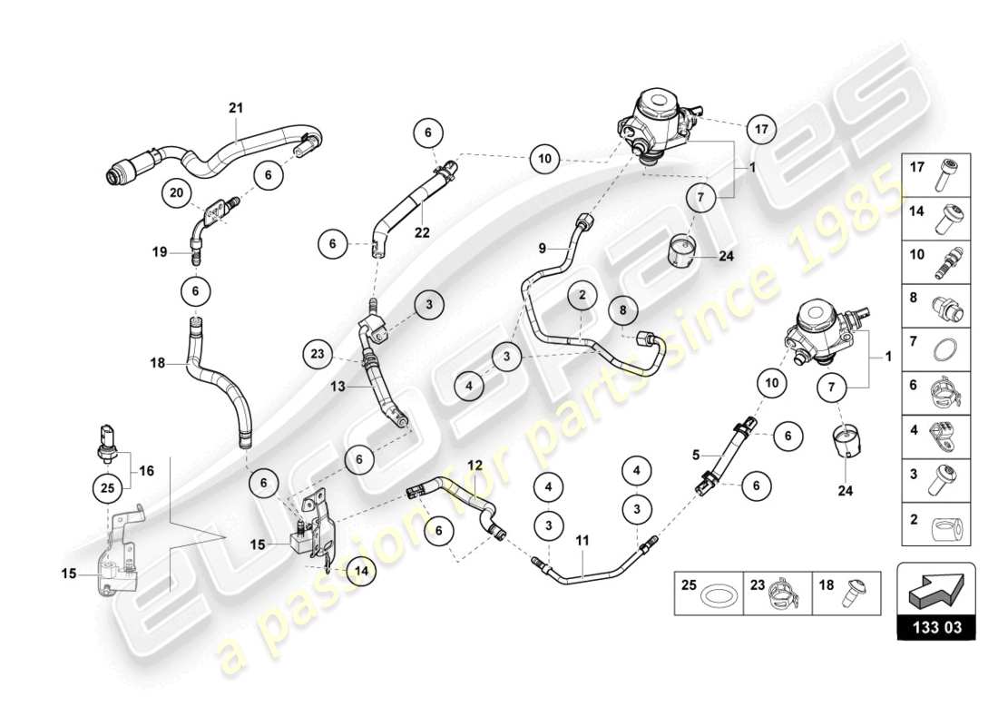 a part diagram from the lamborghini 2024 (tecnica) parts catalogue